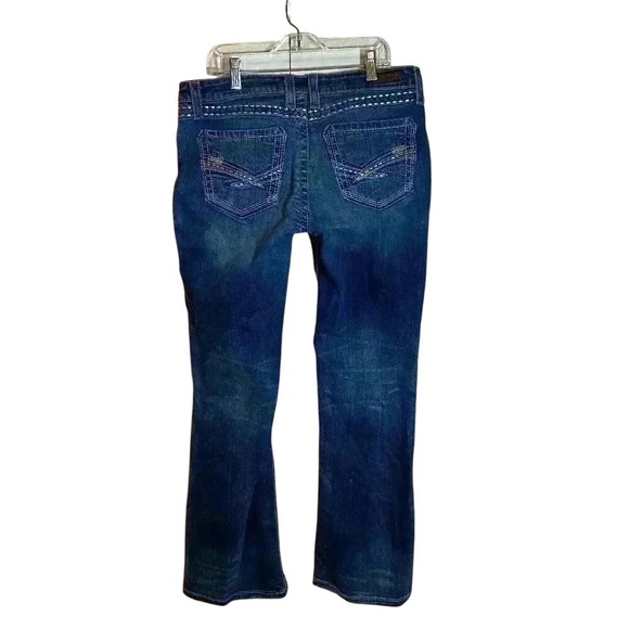 Rock 47 by Wrangler Women's Bootcut Jeans Distressed Blue Size 30x30 - Picture 2 of 9